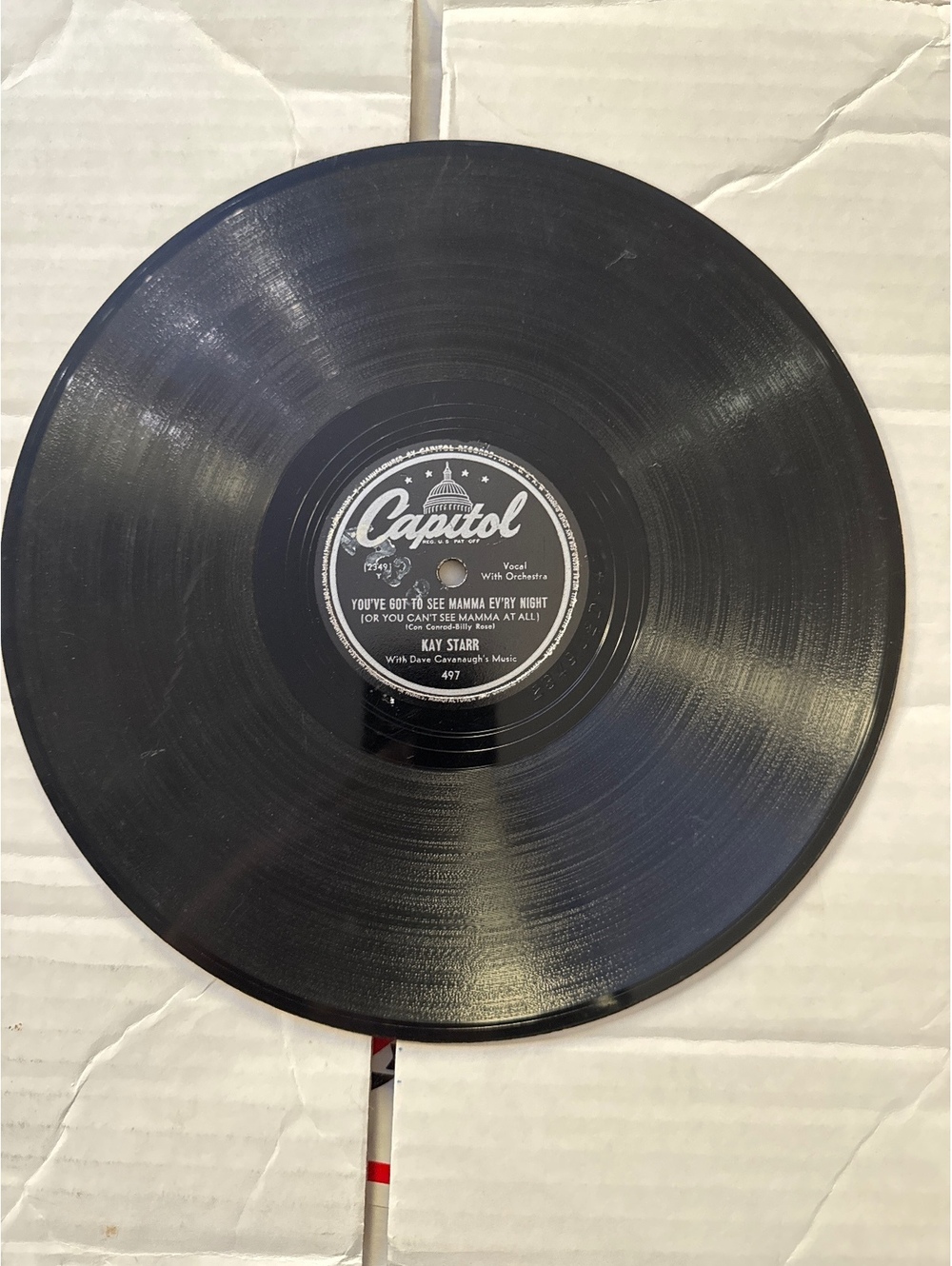 Vintage Capitol 78 RPM Vinyl Record by Kay Starr - Mercy, Mercy, Mercy / You've